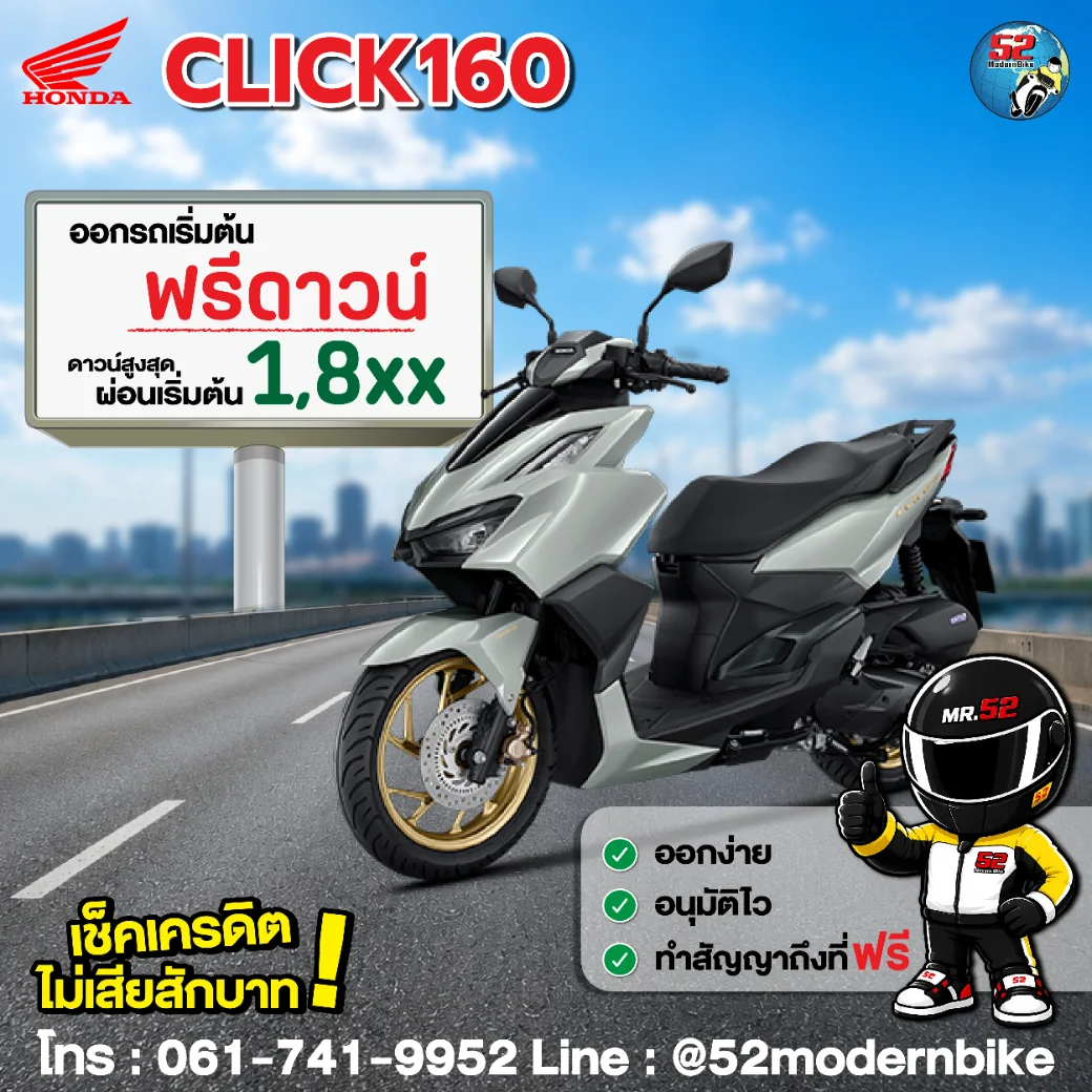 CLICK160-honda-52-modernbike ตารางผ่อน โปรโมชั่น สิงหาคม 69